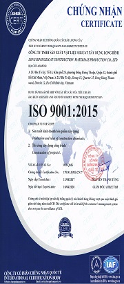 Chứng chỉ ISO 9001:2015 của công ty Silicat Long Bình